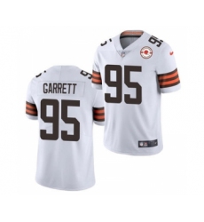 Men's Cleveland Browns #95 Myles Garrett 2021 White 75th Anniversary Patch Vapor Untouchable Limited Jersey Men's Cleveland Browns #95 Myles Garrett 2021 White 75th Anniversary Patch Vapor Untouchable Limited Jersey