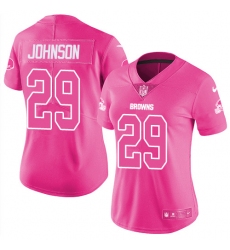 Women's Nike Cleveland Browns #29 Duke Johnson Limited Pink Rush Fashion NFL Jersey