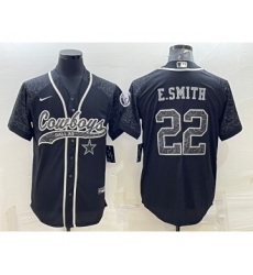 Men's Dallas Cowboys #22 Emmitt Smith Black Reflective Limited Stitched Football Jersey