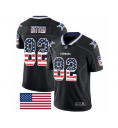 Men's Dallas Cowboys #82 Jason Witten Limited Black Rush USA Flag Football Jersey