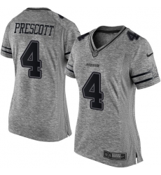Women's Nike Dallas Cowboys #4 Dak Prescott Limited Gray Gridiron NFL Jersey