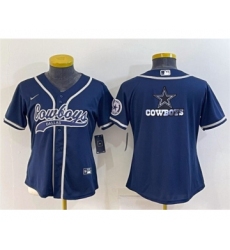 Youth Dallas Cowboys Navy Team Big Logo With Patch Cool Base Stitched Baseball Jersey