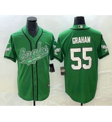 Men's Nike Philadelphia Eagles #55 Brandon Graham Green Cool Base Stitched Baseball Jersey