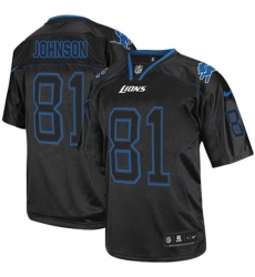 Men's Nike Detroit Lions #81 Calvin Johnson Elite Lights Out Black NFL Jersey