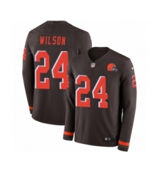 Men's Nike Cleveland Browns #24 Howard Wilson Limited Brown Therma Long Sleeve NFL Jersey