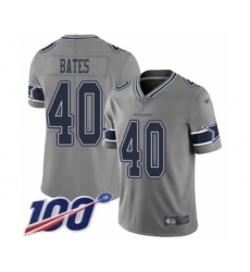 Men's Dallas Cowboys #40 Bill Bates Limited Gray Inverted Legend 100th Season Football Jersey