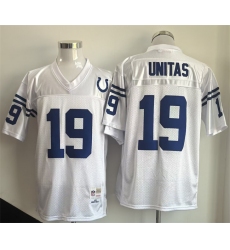 Men's Indianapolis Colts #19 Johnny Unitas White Throwback Stitched Football Jersey