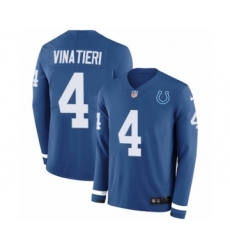 Men's Nike Indianapolis Colts #4 Adam Vinatieri Limited Blue Therma Long Sleeve NFL Jersey
